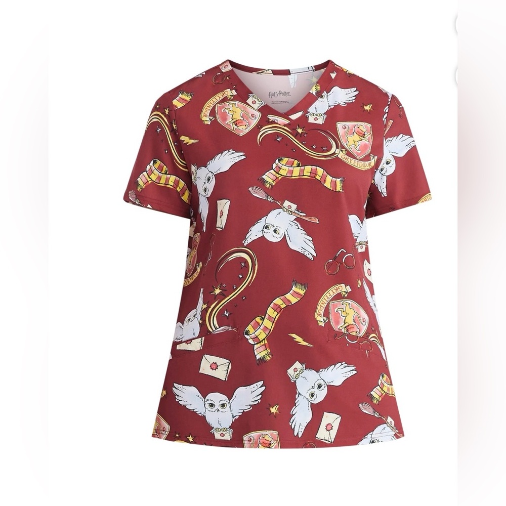 Women's Harry Potter Gryffindor Scrub Top Small NWT